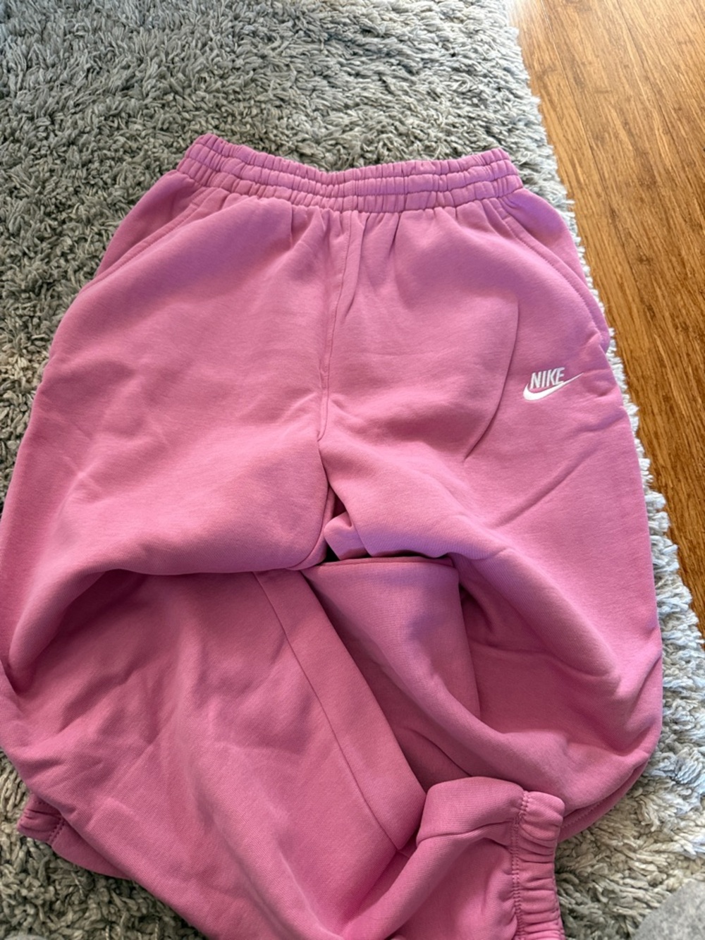 Nike Kids Pink Fleece Sweatpants with White Logo